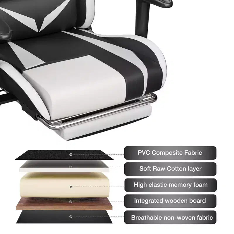 Fauteuil de jeu inclinable de massage Hoffree Chaise de bureau ergonomique pour PC avec haut-parleur Bluetooth et lumière RVB