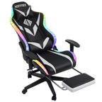 Fauteuil de jeu inclinable de massage Hoffree Chaise de bureau ergonomique pour PC avec haut-parleur Bluetooth et lumière RVB