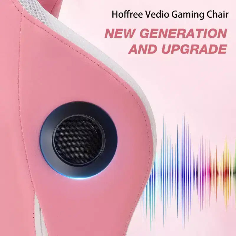 Fauteuil de jeu inclinable de massage Hoffree Chaise de bureau ergonomique pour PC avec haut-parleur Bluetooth et lumière RVB