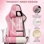 Fauteuil de jeu inclinable de massage Hoffree Chaise de bureau ergonomique pour PC avec haut-parleur Bluetooth et lumière RVB