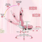 Fauteuil de jeu inclinable de massage Hoffree Chaise de bureau ergonomique pour PC avec haut-parleur Bluetooth et lumière RVB