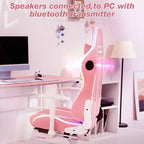 Fauteuil de jeu inclinable de massage Hoffree Chaise de bureau ergonomique pour PC avec haut-parleur Bluetooth et lumière RVB