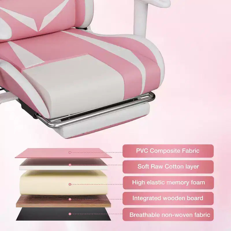 Fauteuil de jeu inclinable de massage Hoffree Chaise de bureau ergonomique pour PC avec haut-parleur Bluetooth et lumière RVB