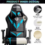 Fauteuil de jeu inclinable de massage Hoffree Chaise de bureau ergonomique pour PC avec haut-parleur Bluetooth et lumière RVB