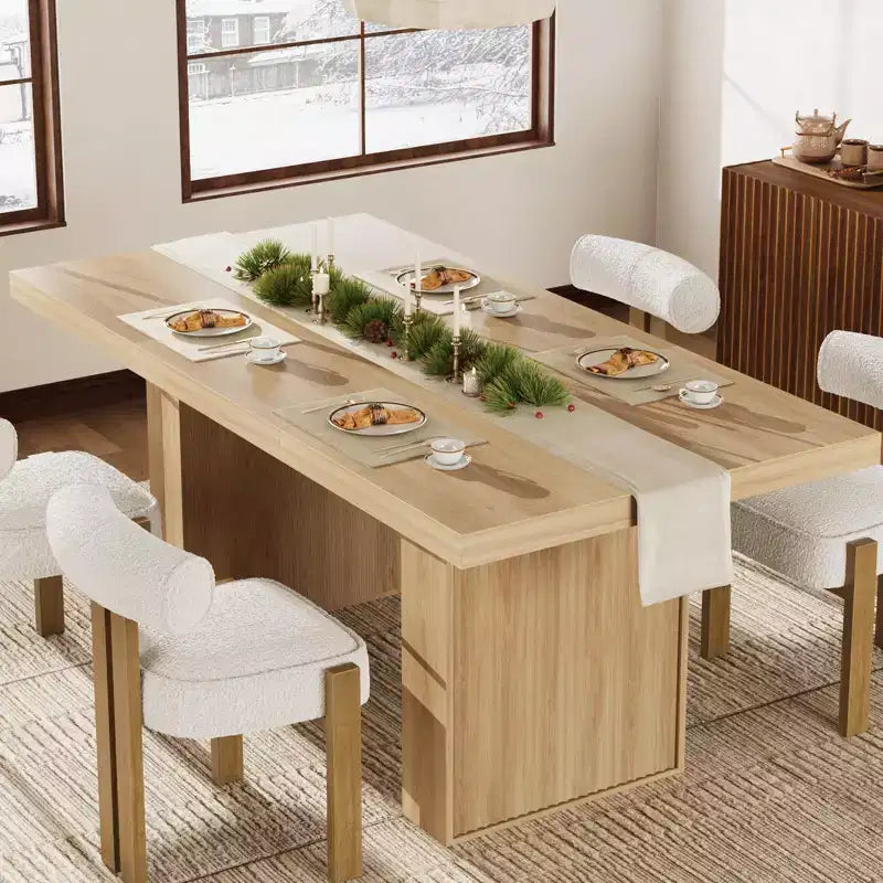 Table de salle à manger de 70,8 pouces, table de salle à manger moderne avec rangement, table de cuisine en bois avec pieds cannelés, table de cuisine rustique en bois