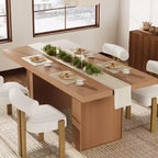 Table de salle à manger de 70,8 pouces, table de salle à manger moderne avec rangement, table de cuisine en bois avec pieds cannelés, table de cuisine rustique en bois