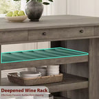 Table à manger en bois hauteur comptoir 60'' pour 4-6 personnes, îlot de cuisine avec casier à vin et 2 tiroirs, table de desserte à 4 niveaux pour salle à manger et cuisine