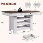 Table à manger en bois hauteur comptoir 60'' pour 4-6 personnes, îlot de cuisine avec casier à vin et 2 tiroirs, table de desserte à 4 niveaux pour salle à manger et cuisine