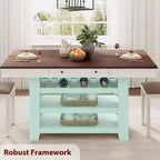 Table à manger en bois hauteur comptoir 60'' pour 4-6 personnes, îlot de cuisine avec casier à vin et 2 tiroirs, table de desserte à 4 niveaux pour salle à manger et cuisine