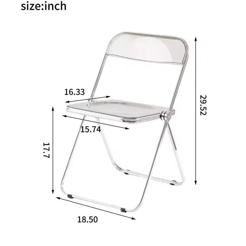 MAYEERTY Chaise pliante transparente Ghost, Siège en plastique acrylique avec cadre en acier chromé, Chaise de salle à manger empilable pour salon, camping, réception