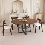 GDFStudio Raj Modern 5-Piece Extendable Dining Table Set with 4 Faux Leather Upholstered Chairs