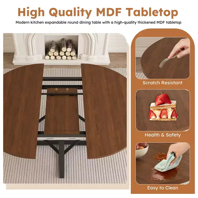 Ensemble de salle à manger extensible GDFStudio Raj Modern 5 pièces avec 4 chaises rembourrées en similicuir