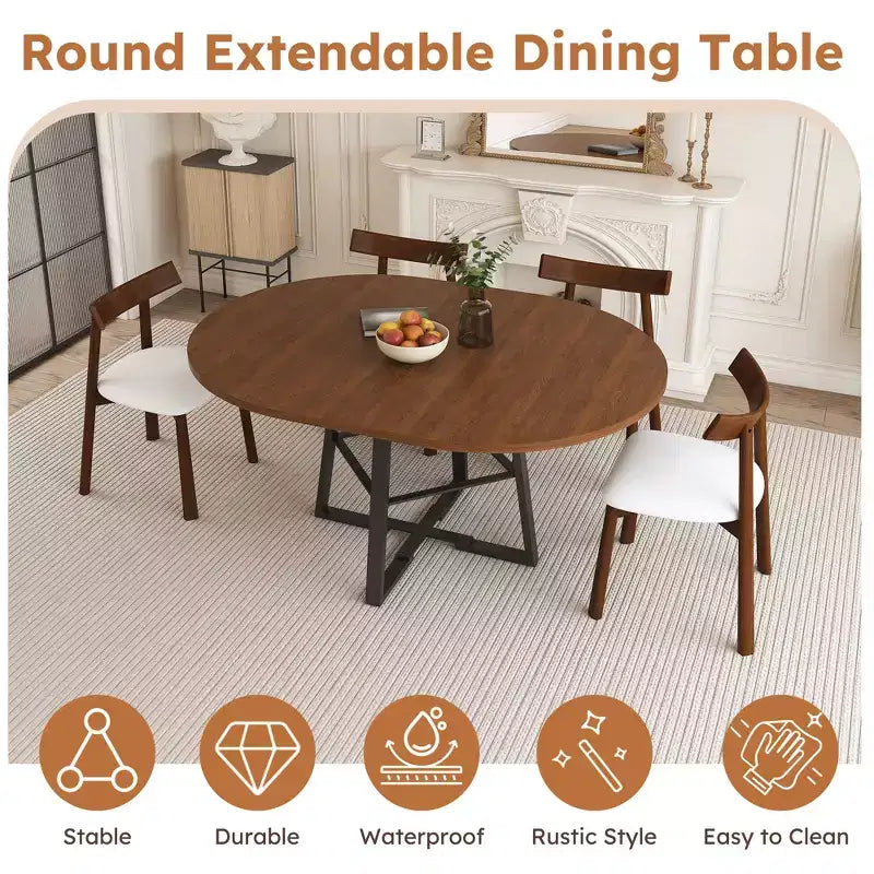 Ensemble de salle à manger extensible GDFStudio Raj Modern 5 pièces avec 4 chaises rembourrées en similicuir
