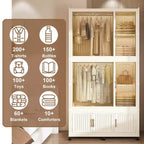 Clihome Armoire de rangement portable, Meuble de rangement avec 9 portes magnétiques et 9 cubes