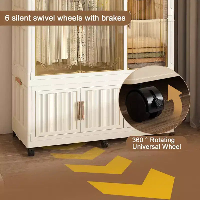 Clihome Armoire de rangement portable, Meuble de rangement avec 9 portes magnétiques et 9 cubes