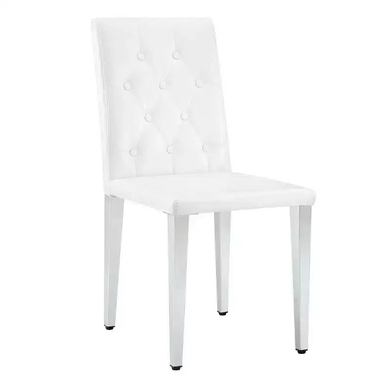 Chaises de salle à manger modernes en polyuréthane rembourrées (lot de 2), pieds en métal argenté, chaises de luxe sans accoudoirs pour cuisine ou salle à manger-Panipeachy