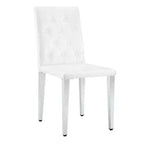 Chaises de salle à manger modernes en polyuréthane rembourrées (lot de 2), pieds en métal argenté, chaises de luxe sans accoudoirs pour cuisine ou salle à manger-Panipeachy