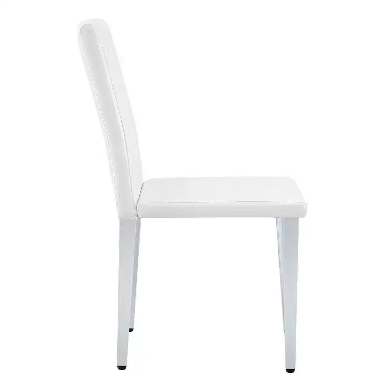 Chaises de salle à manger modernes en polyuréthane rembourrées (lot de 2), pieds en métal argenté, chaises de luxe sans accoudoirs pour cuisine ou salle à manger-Panipeachy
