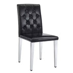 Chaises de salle à manger modernes en polyuréthane rembourrées (lot de 2), pieds en métal argenté, chaises de luxe sans accoudoirs pour cuisine ou salle à manger-Panipeachy