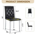Chaises de salle à manger modernes en polyuréthane rembourrées (lot de 2), pieds en métal argenté, chaises de luxe sans accoudoirs pour cuisine ou salle à manger-Panipeachy
