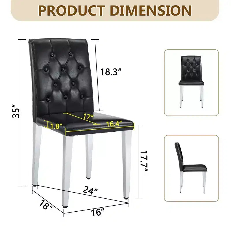 Chaises de salle à manger modernes en polyuréthane rembourrées (lot de 2), pieds en métal argenté, chaises de luxe sans accoudoirs pour cuisine ou salle à manger-Panipeachy