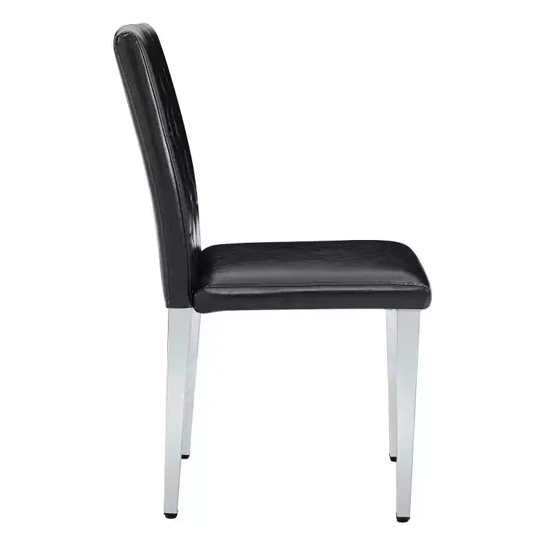 Chaises de salle à manger modernes en polyuréthane rembourrées (lot de 2), pieds en métal argenté, chaises de luxe sans accoudoirs pour cuisine ou salle à manger-Panipeachy