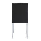 Chaises de salle à manger modernes en polyuréthane rembourrées (lot de 2), pieds en métal argenté, chaises de luxe sans accoudoirs pour cuisine ou salle à manger-Panipeachy