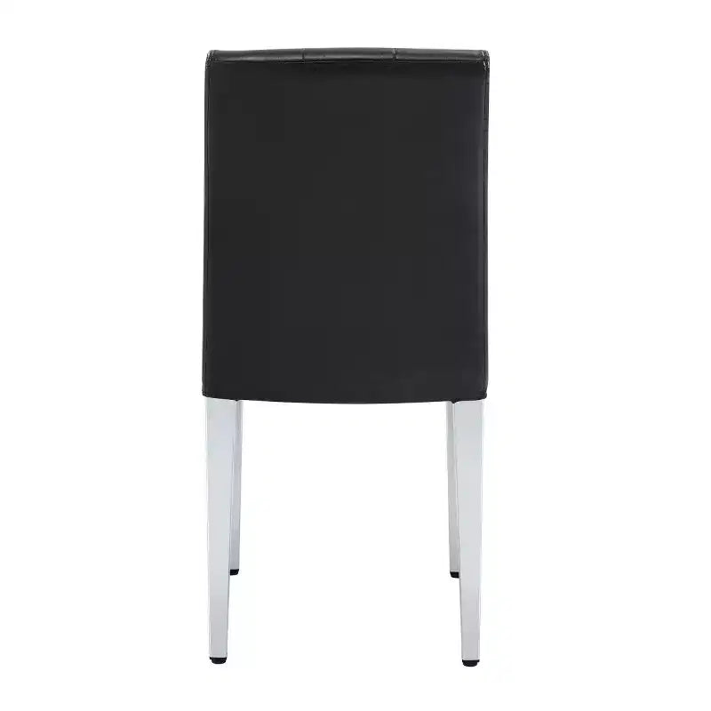 Chaises de salle à manger modernes en polyuréthane rembourrées (lot de 2), pieds en métal argenté, chaises de luxe sans accoudoirs pour cuisine ou salle à manger-Panipeachy