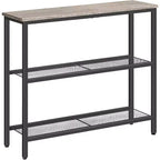 ACOINEL 29.5 Table console étroite, Table d'entrée/de bout de canapé à 3 niveaux avec étagères de rangement, Table de présentation fine Greige et Noir