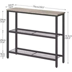 ACOINEL 29.5 Table console étroite, Table d'entrée/de bout de canapé à 3 niveaux avec étagères de rangement, Table de présentation fine Greige et Noir