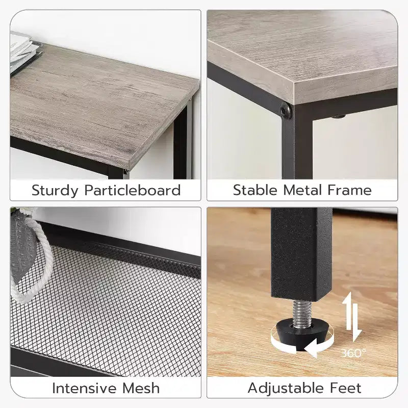 ACOINEL 29.5 Table console étroite, Table d'entrée/de bout de canapé à 3 niveaux avec étagères de rangement, Table de présentation fine Greige et Noir