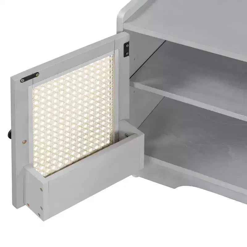 Banc d'entrée rustique en rotin avec rangement, banc à chaussures d'entrée avec coussin amovible pour couloir ou salon-Panipeachy