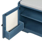 Banc d'entrée rustique en rotin avec rangement, banc à chaussures d'entrée avec coussin amovible pour couloir ou salon-Panipeachy