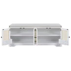Banc d'entrée rustique en rotin avec rangement, banc à chaussures d'entrée avec coussin amovible pour couloir ou salon-Panipeachy
