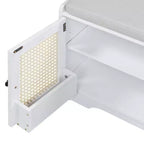 Banc d'entrée rustique en rotin avec rangement, banc à chaussures d'entrée avec coussin amovible pour couloir ou salon-Panipeachy