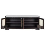 Banc d'entrée rustique en rotin avec rangement, banc à chaussures d'entrée avec coussin amovible pour couloir ou salon-Panipeachy