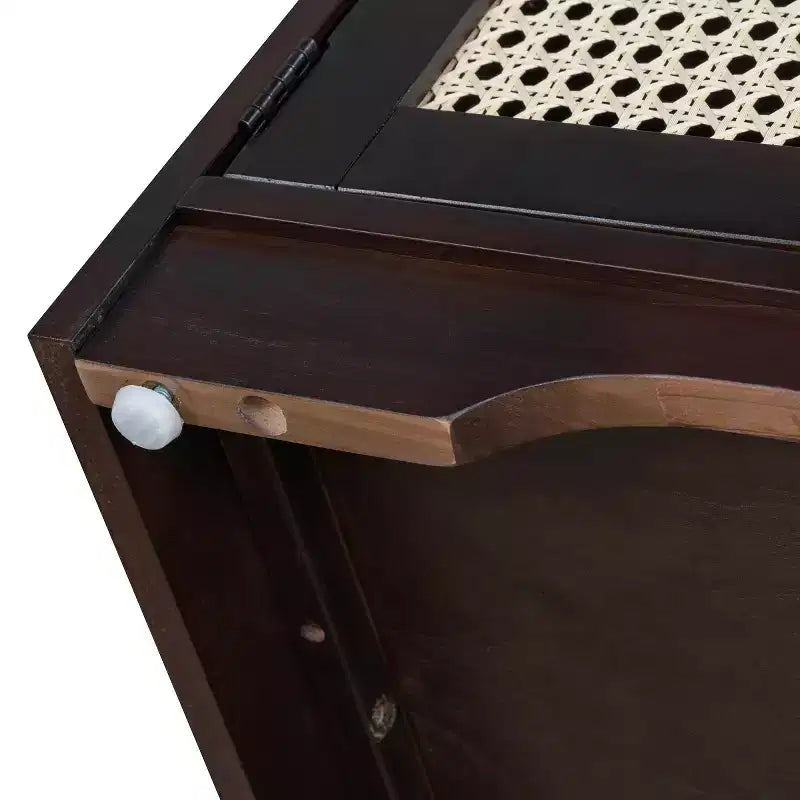 Banc d'entrée rustique en rotin avec rangement, banc à chaussures d'entrée avec coussin amovible pour couloir ou salon-Panipeachy
