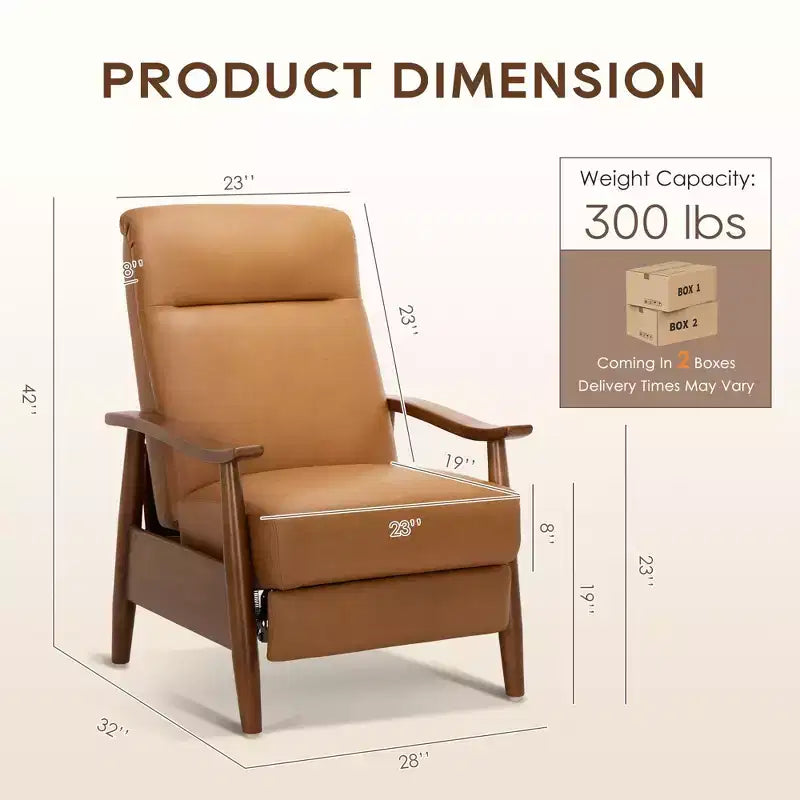 Fauteuil inclinable Ora Maison Push Back - Fauteuil en cuir réglable avec repose-pieds pour salon et chambre à coucher