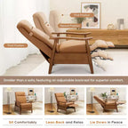 Fauteuil inclinable Ora Maison Push Back - Fauteuil en cuir réglable avec repose-pieds pour salon et chambre à coucher