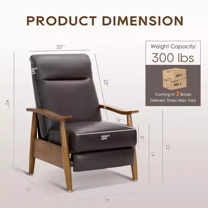 Fauteuil inclinable Ora Maison Push Back - Fauteuil en cuir réglable avec repose-pieds pour salon et chambre à coucher