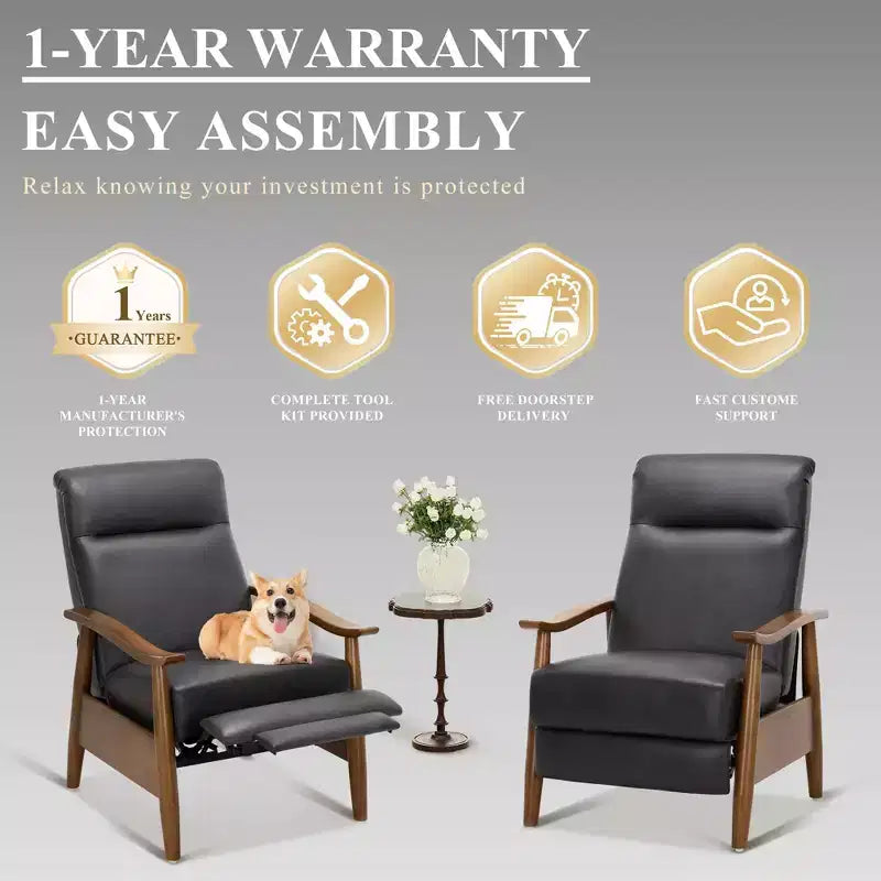 Fauteuil inclinable Ora Maison Push Back - Fauteuil en cuir réglable avec repose-pieds pour salon et chambre à coucher