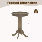 Costway Table de bar ronde 76 cm avec cadre en bois d'hévéa, pied élégant pour salle à manger Expresso/Gris chêne