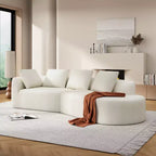 Canapé d'angle moderne incurvé de 295 cm avec éponge haute densité, revêtement perle, pour salon
