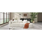 Canapé d'angle moderne incurvé de 295 cm avec éponge haute densité, revêtement perle, pour salon