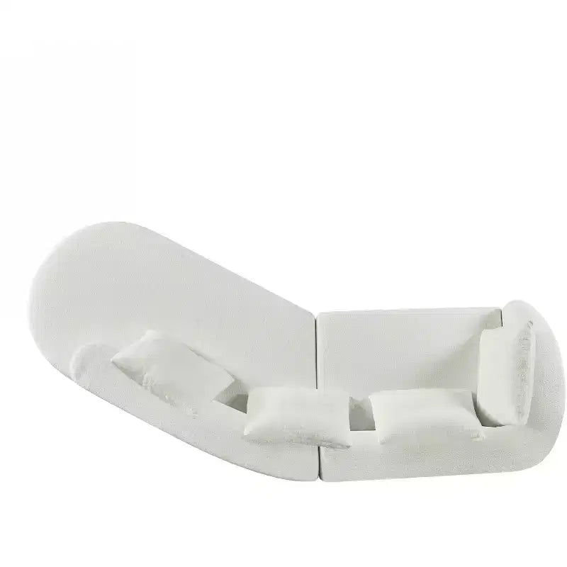 Canapé d'angle moderne incurvé de 295 cm avec éponge haute densité, revêtement perle, pour salon