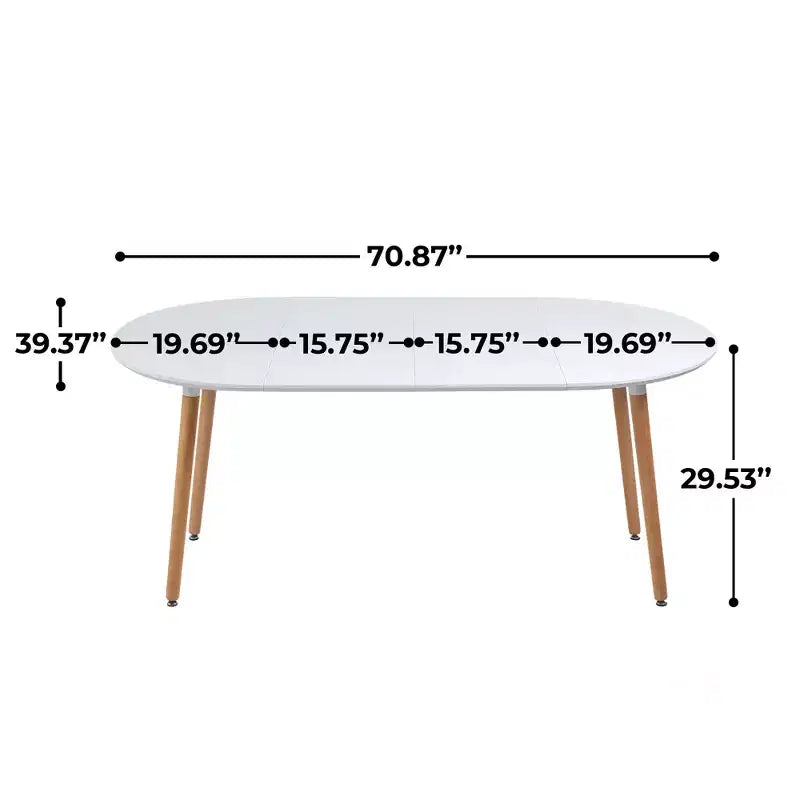 Table de salle à manger extensible avec pieds en bois et plateau en MDF, 100/140/180x100x75cm, pour salle à manger, bureau ou table basse