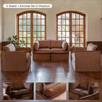 Canapé d'angle modulable 5 places lavable Anabei + pouf | Assise Deluxe+ et coussin Cloud