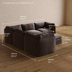Canapé d'angle modulable 5 places lavable Anabei + pouf | Assise Deluxe+ et coussin Cloud