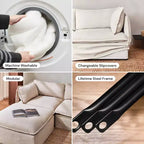 Canapé d'angle modulable 5 places lavable Anabei + pouf | Assise Deluxe+ et coussin Cloud