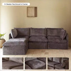 Canapé d'angle modulable 5 places lavable Anabei + pouf | Assise Deluxe+ et coussin Cloud